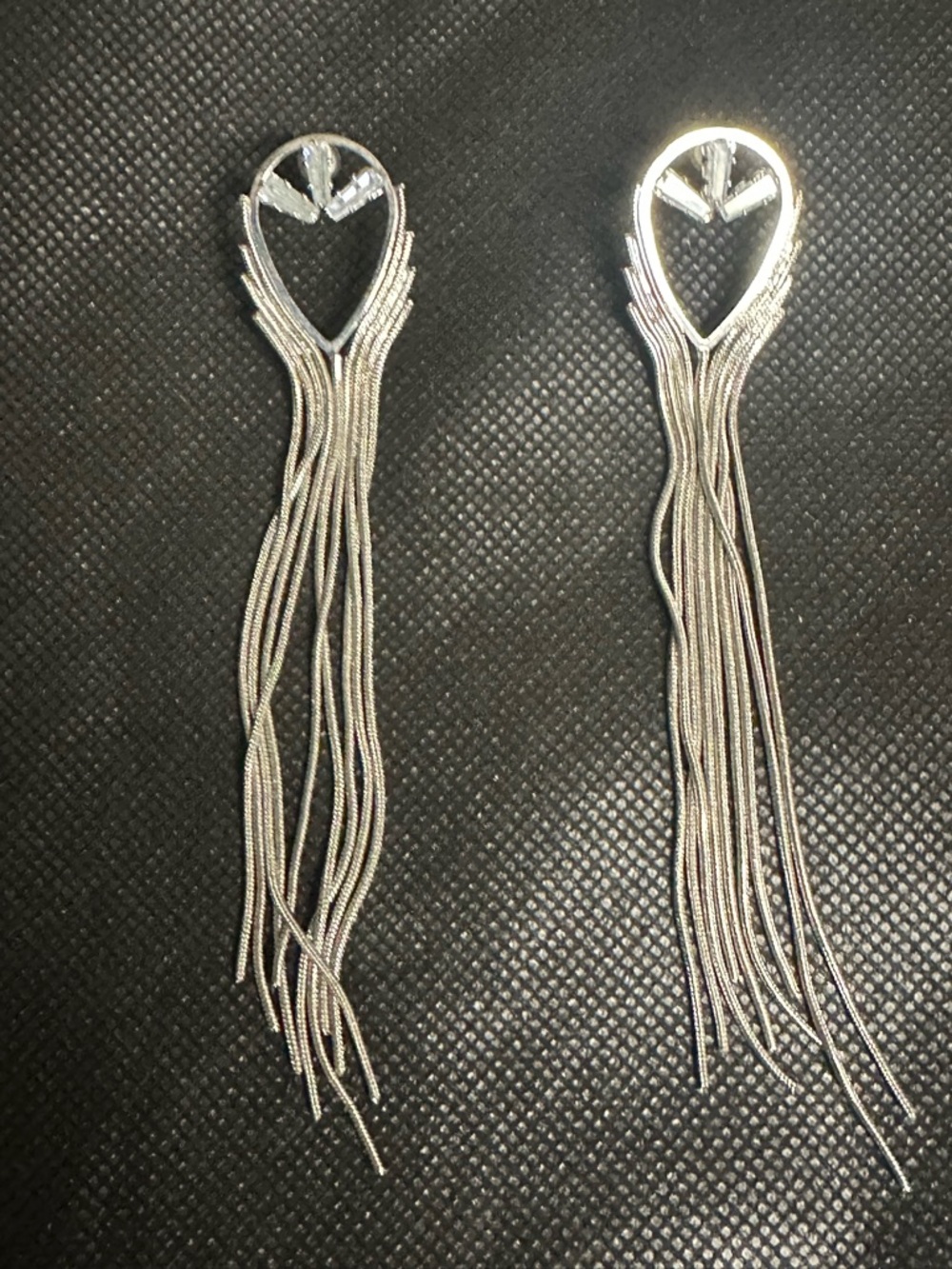 Silver Fringe Teardrop Dangle Earrings - Elegant Women’s Jewelry